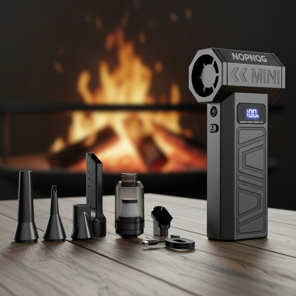 NOPNOG MINI with attachments upright on braai table