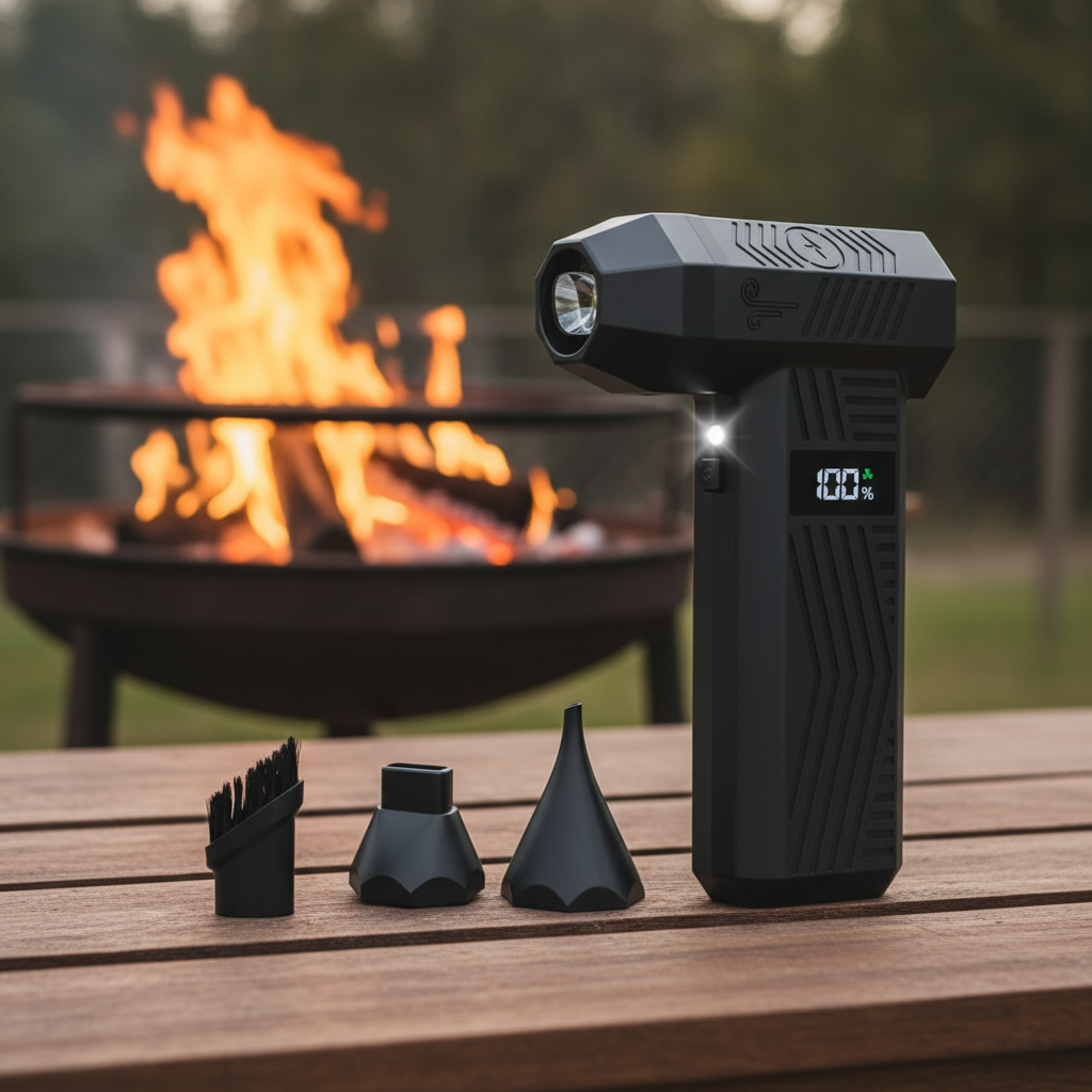 Upright fan with accessories